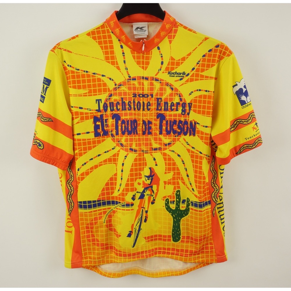 Vintage Kucharik Cycling Jersey Shirt Mens 3XL Fitted 2001 El Tour De Tucson Sun